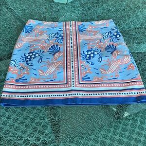 Talbots Vibrant Blue and Pink Midi Skirt 20” lined side zip